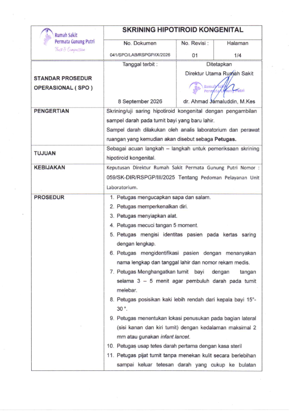SPO.041.SKRINING HIPOTIROID KONGENITAL